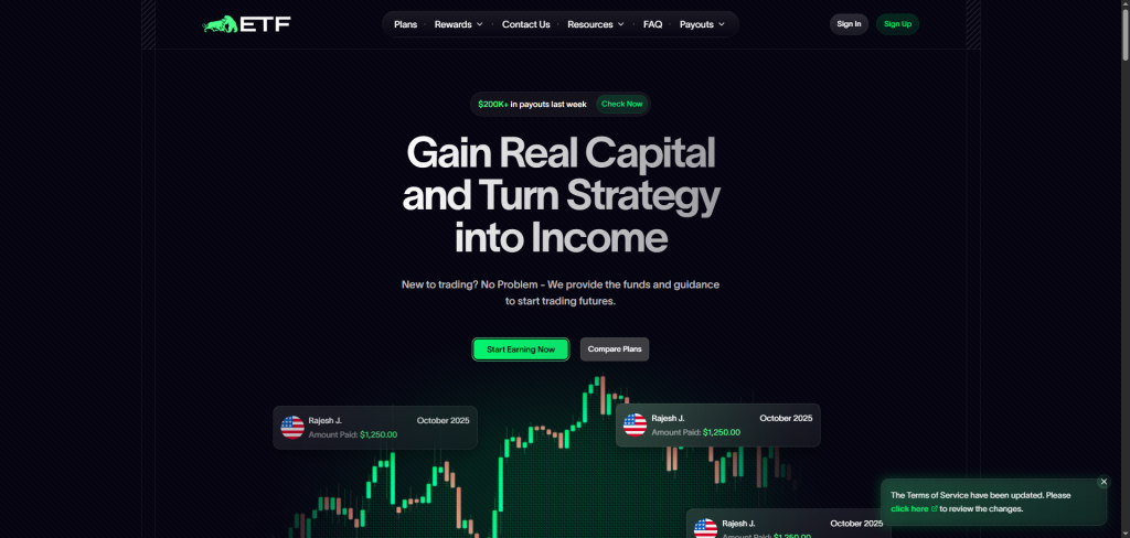 Elite Trader Funding Landing Page