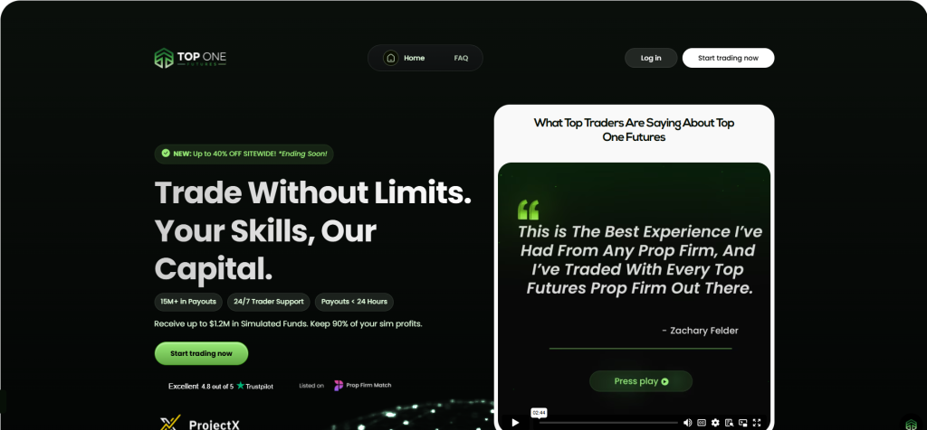 Top One Futures Landing Page