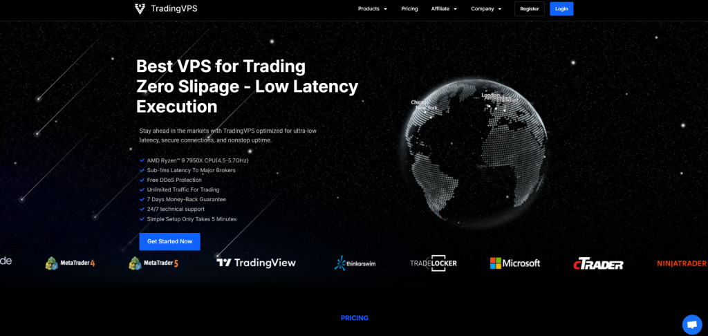 TradingVPS landing