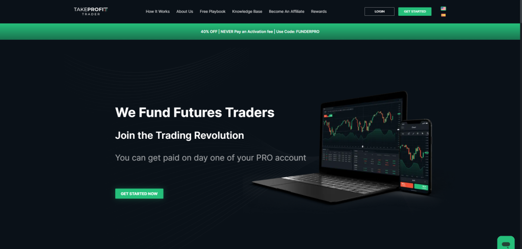 Take Profit Trader Landing page